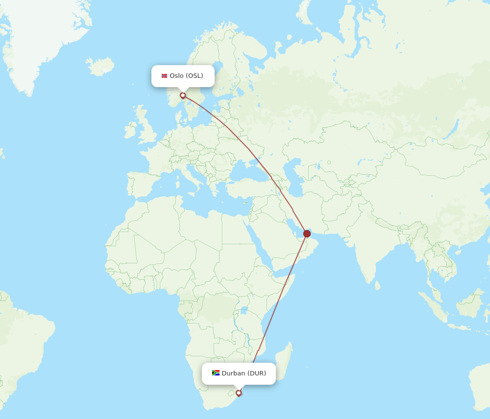 DUR-OSL flight routes