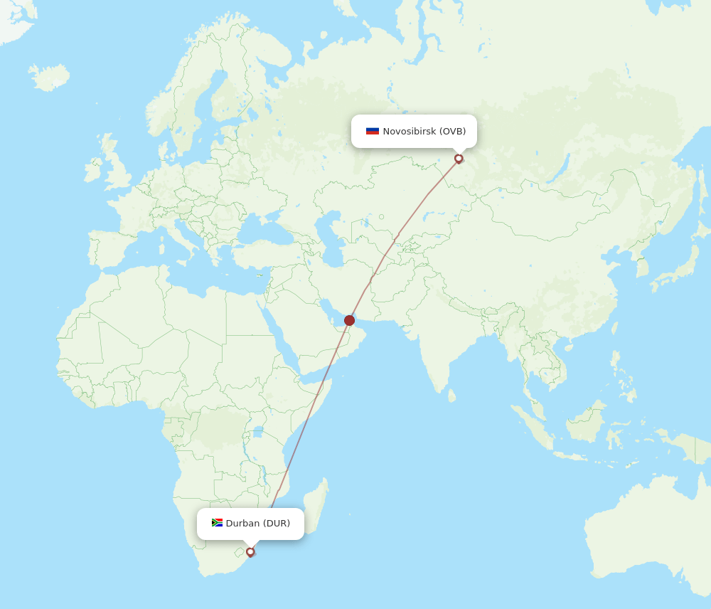 OVB to DUR flights and routes map