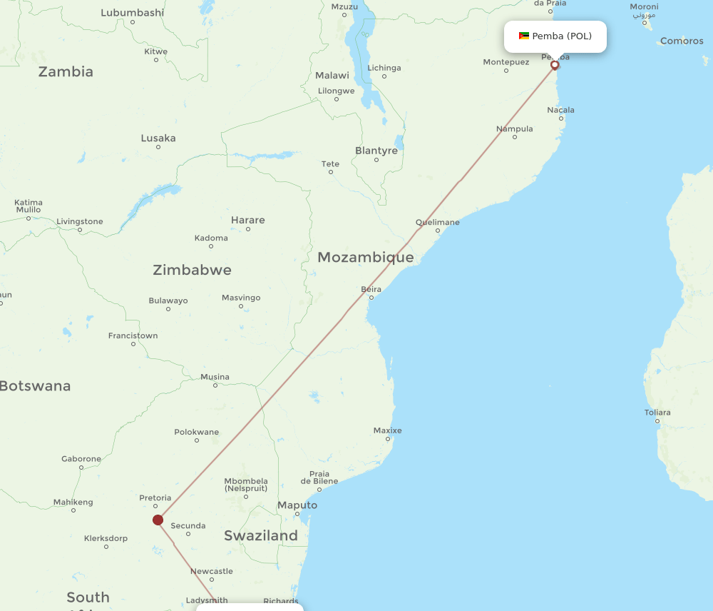DUR-POL flight routes