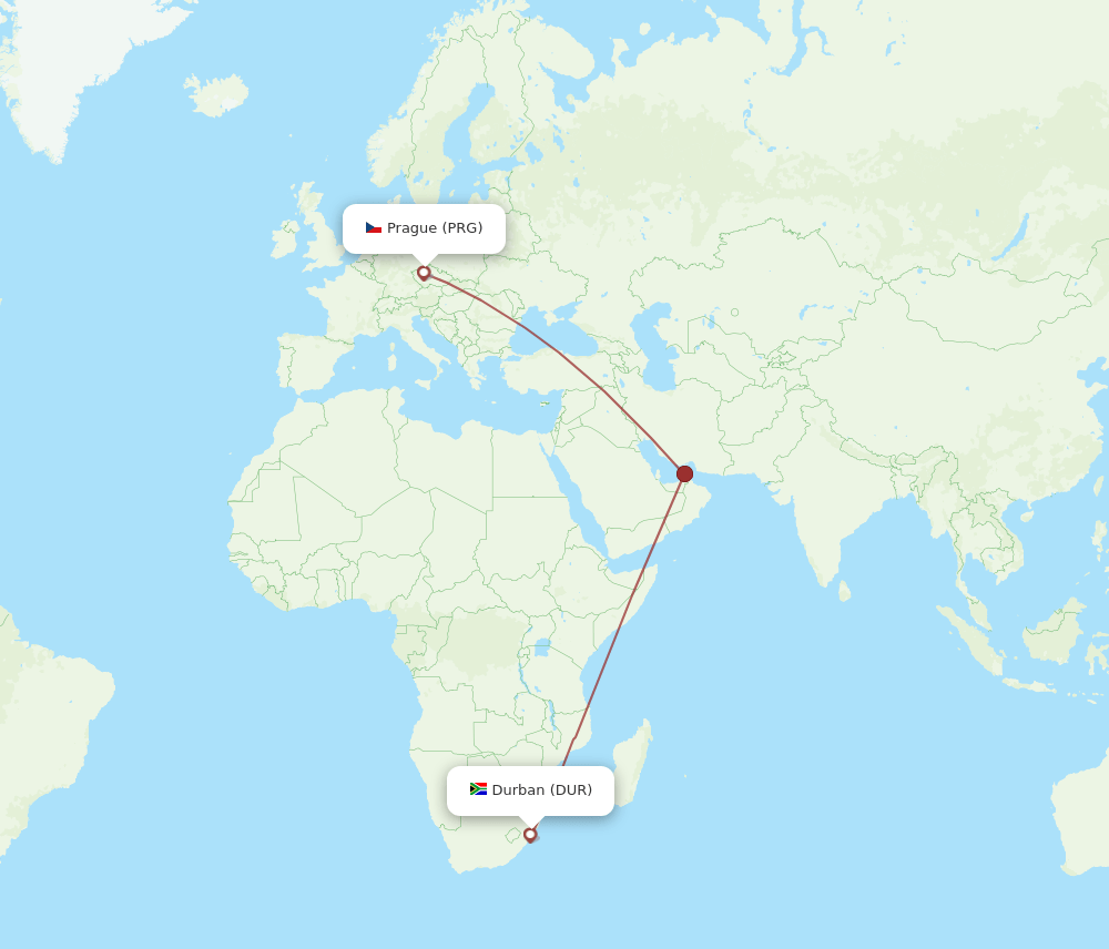 DUR-PRG flight routes