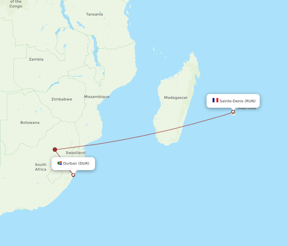 DUR-RUN flight routes