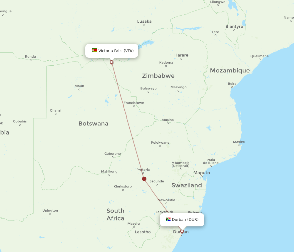 DUR-VFA flight routes