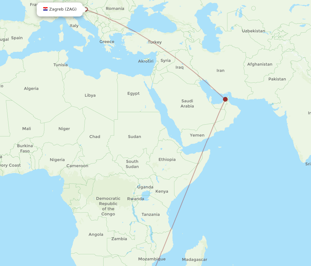 DUR-ZAG flight routes
