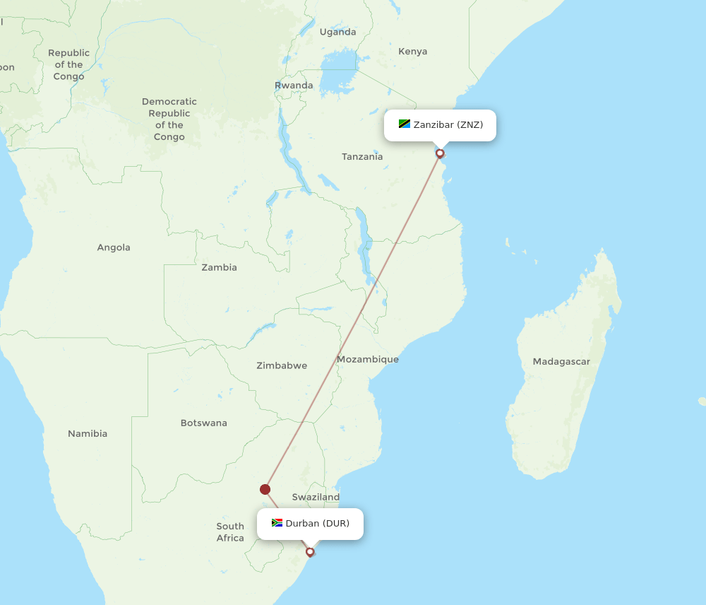 DUR-ZNZ flight routes