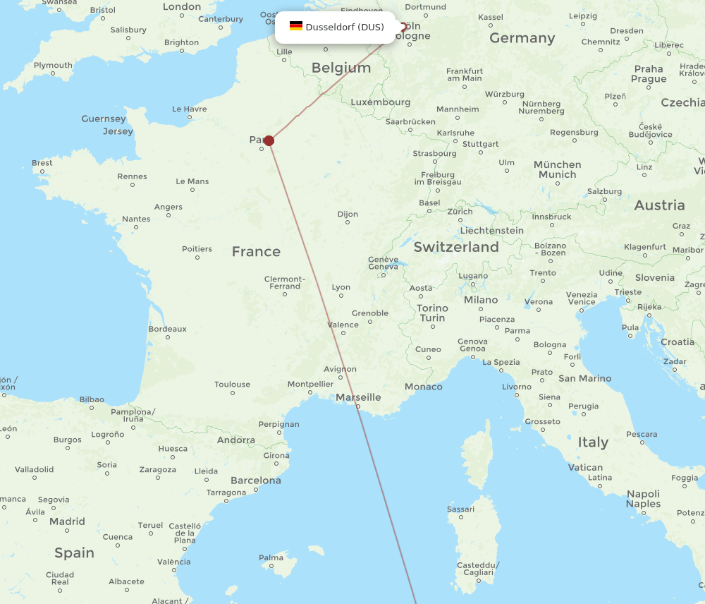 DUS to AAE flights and routes map