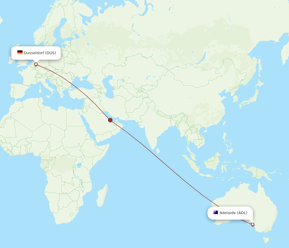 DUS-ADL flight routes