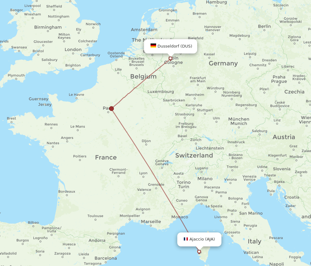 DUS-AJA flight routes