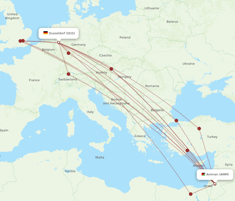 DUS-AMM flight routes