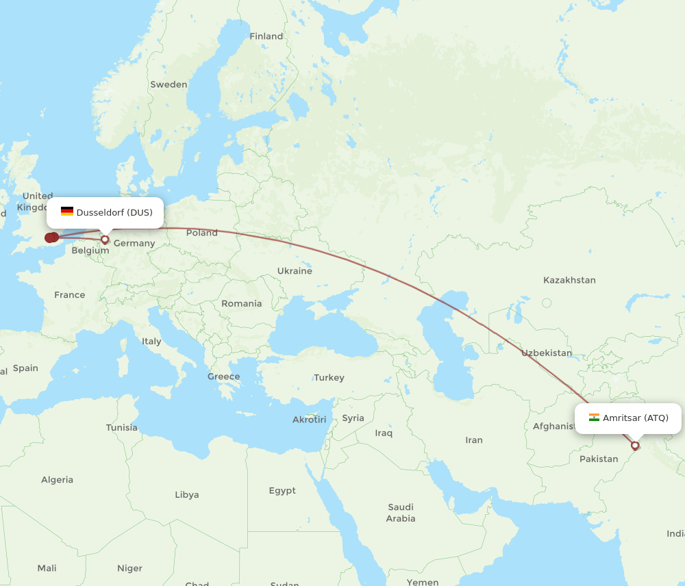 DUS-ATQ flight routes