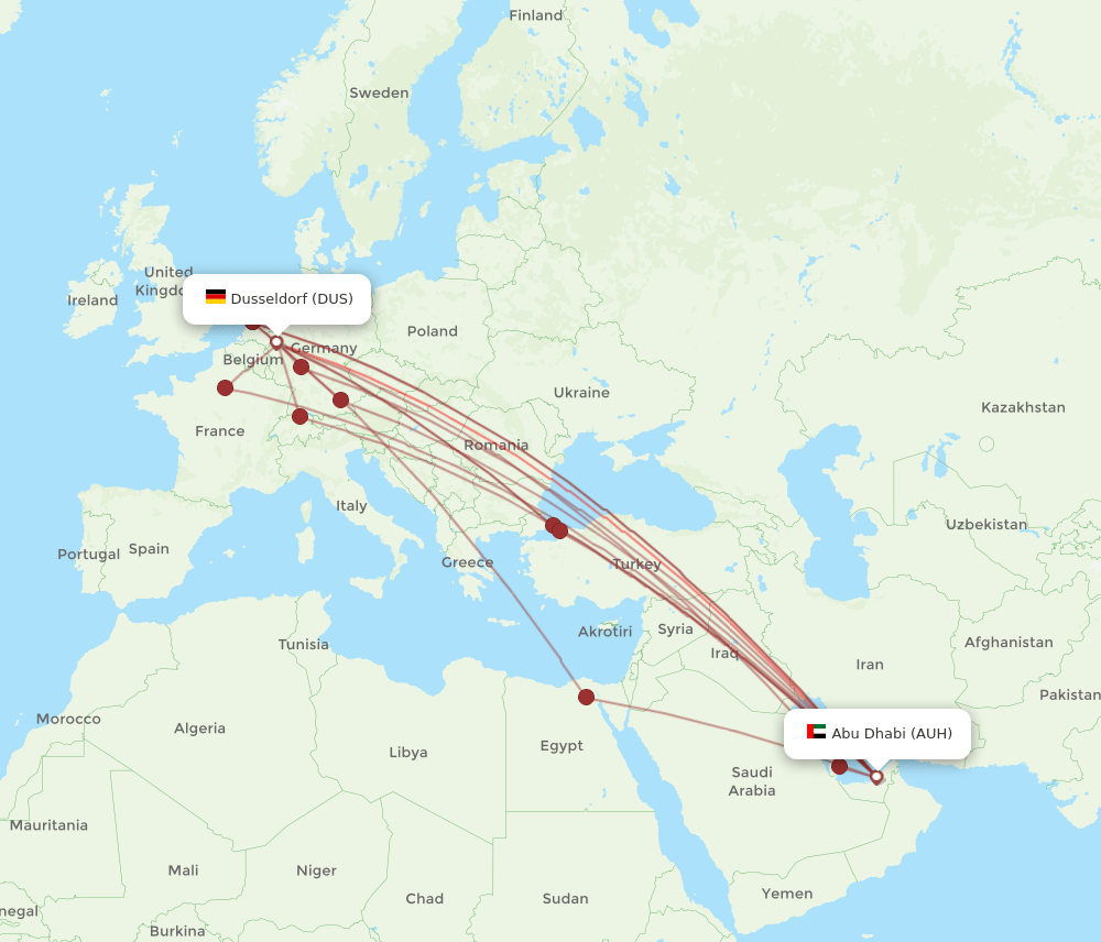 DUS-AUH flight routes