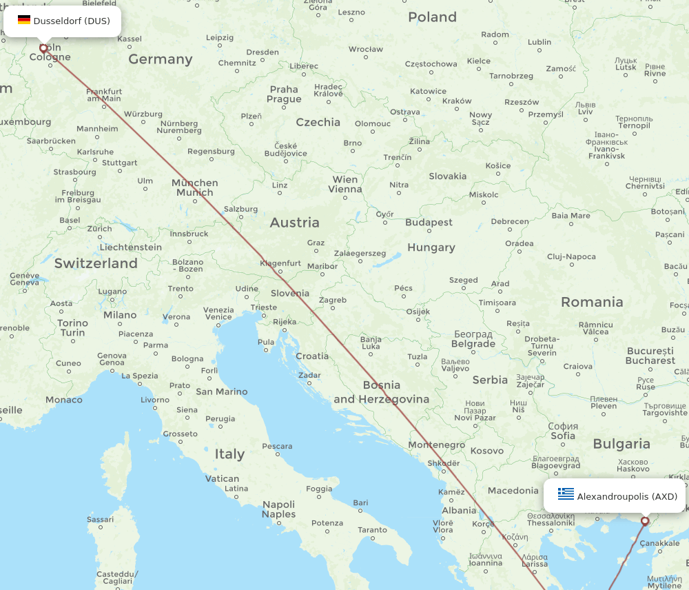 DUS-AXD flight routes