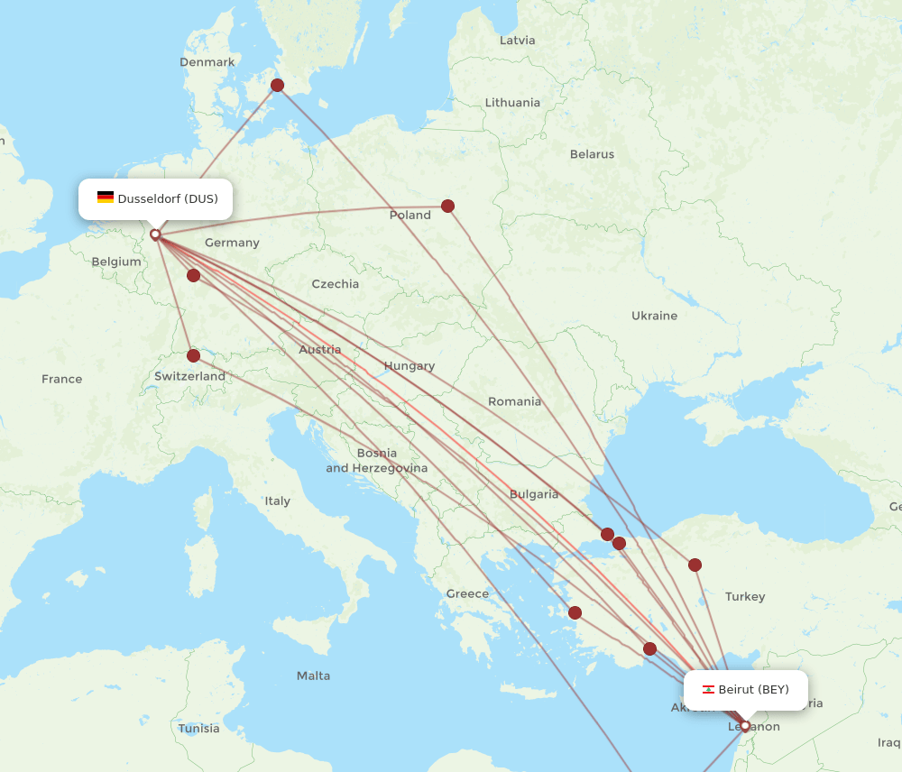 DUS-BEY flight routes