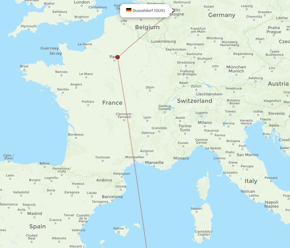 DUS-BJA flight routes