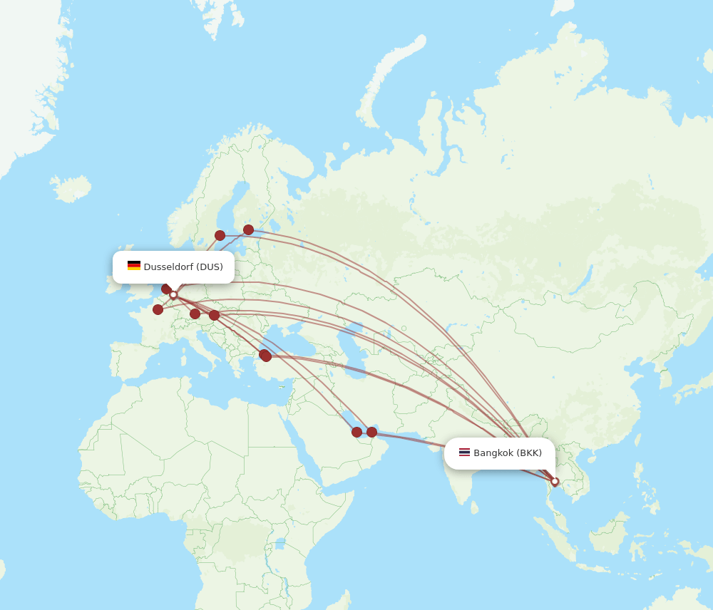 DUS-BKK flight routes