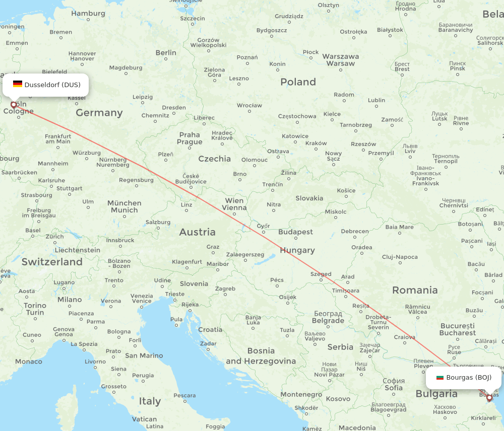 DUS-BOJ flight routes