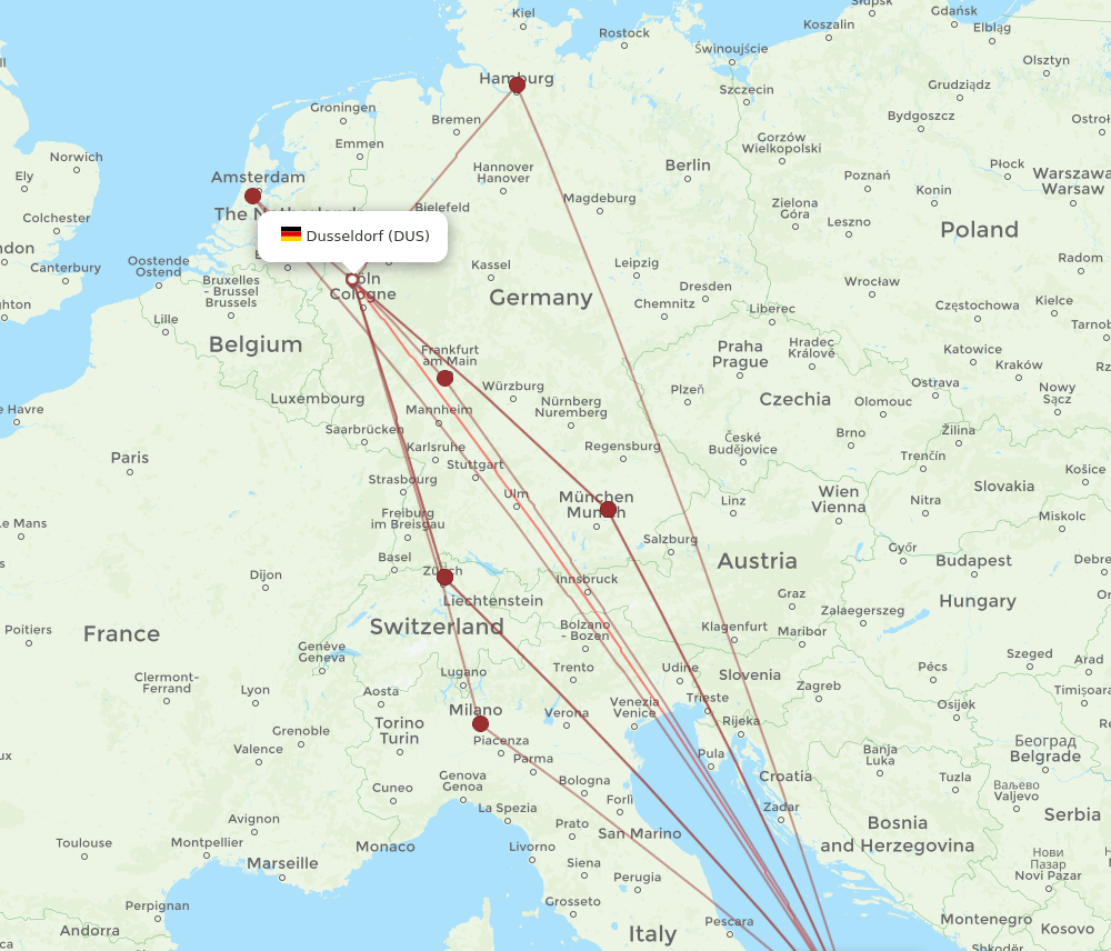 DUS-BRI flight routes