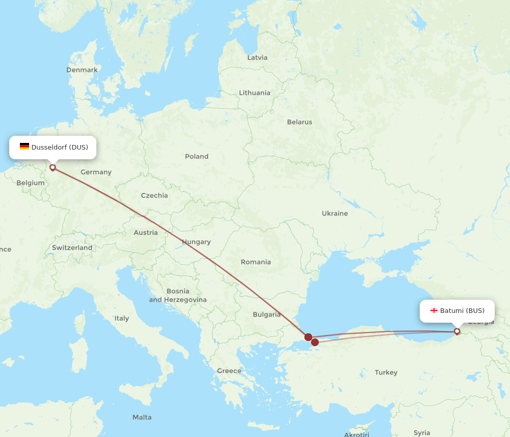 DUS-BUS flight routes