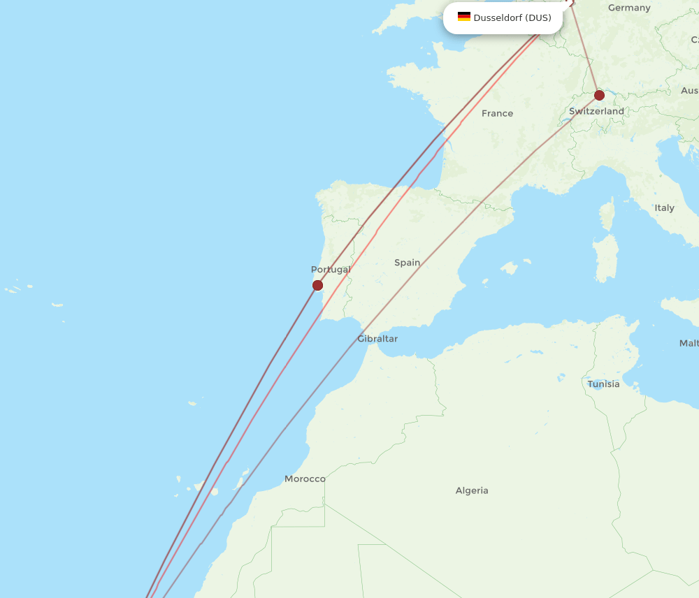 DUS-BVC flight routes