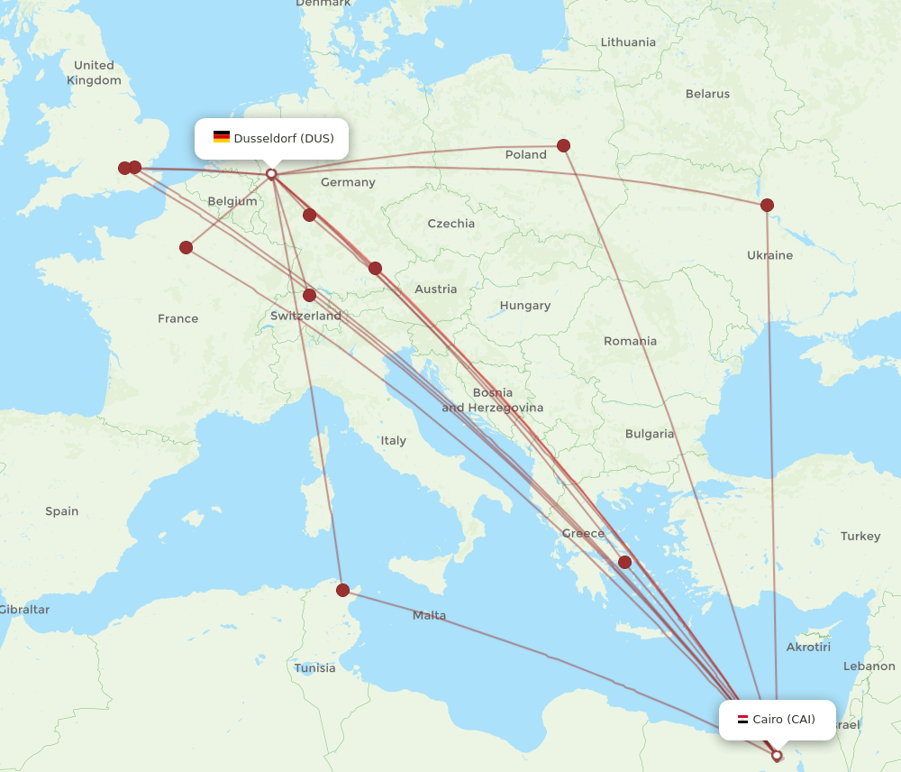 DUS-CAI flight routes