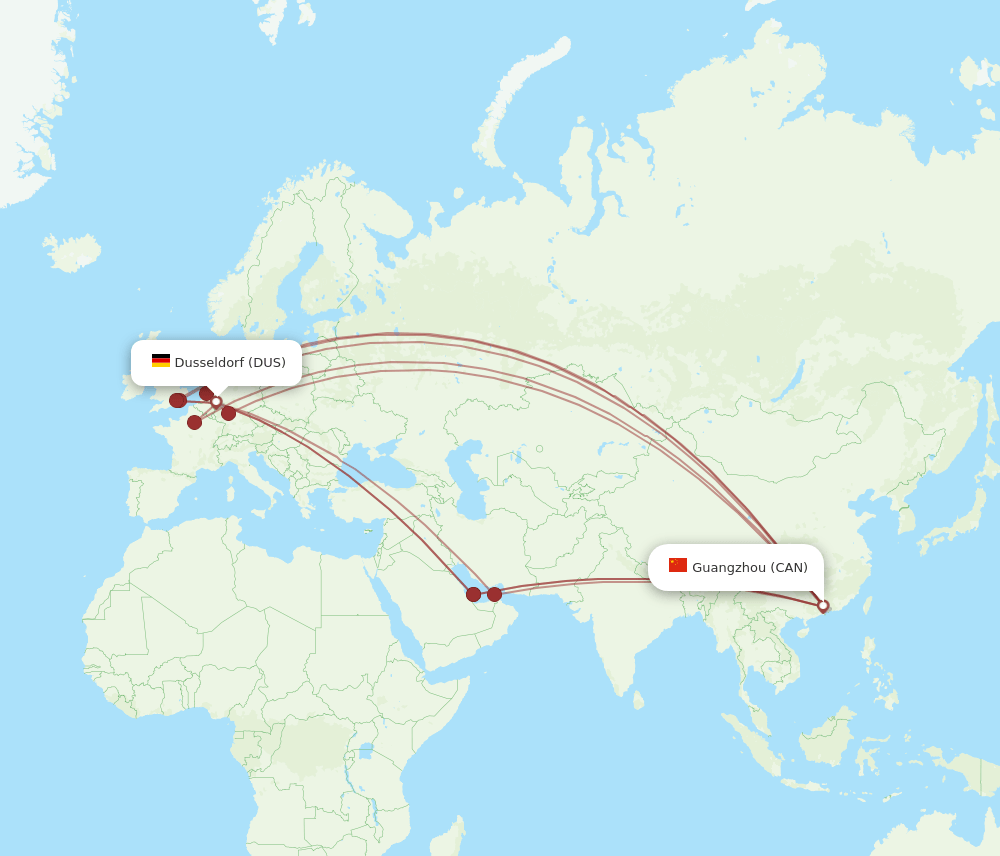 DUS-CAN flight routes
