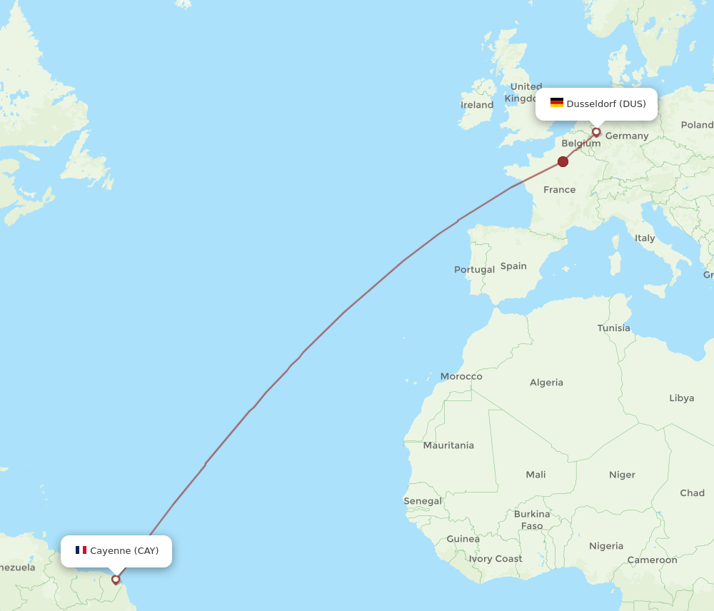 DUS-CAY flight routes