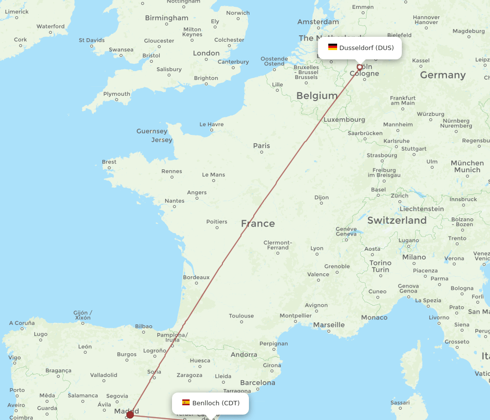 DUS-CDT flight routes