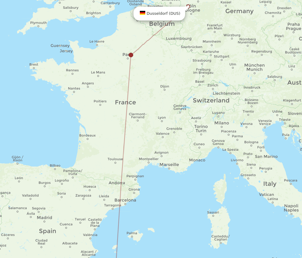 DUS-CFK flight routes