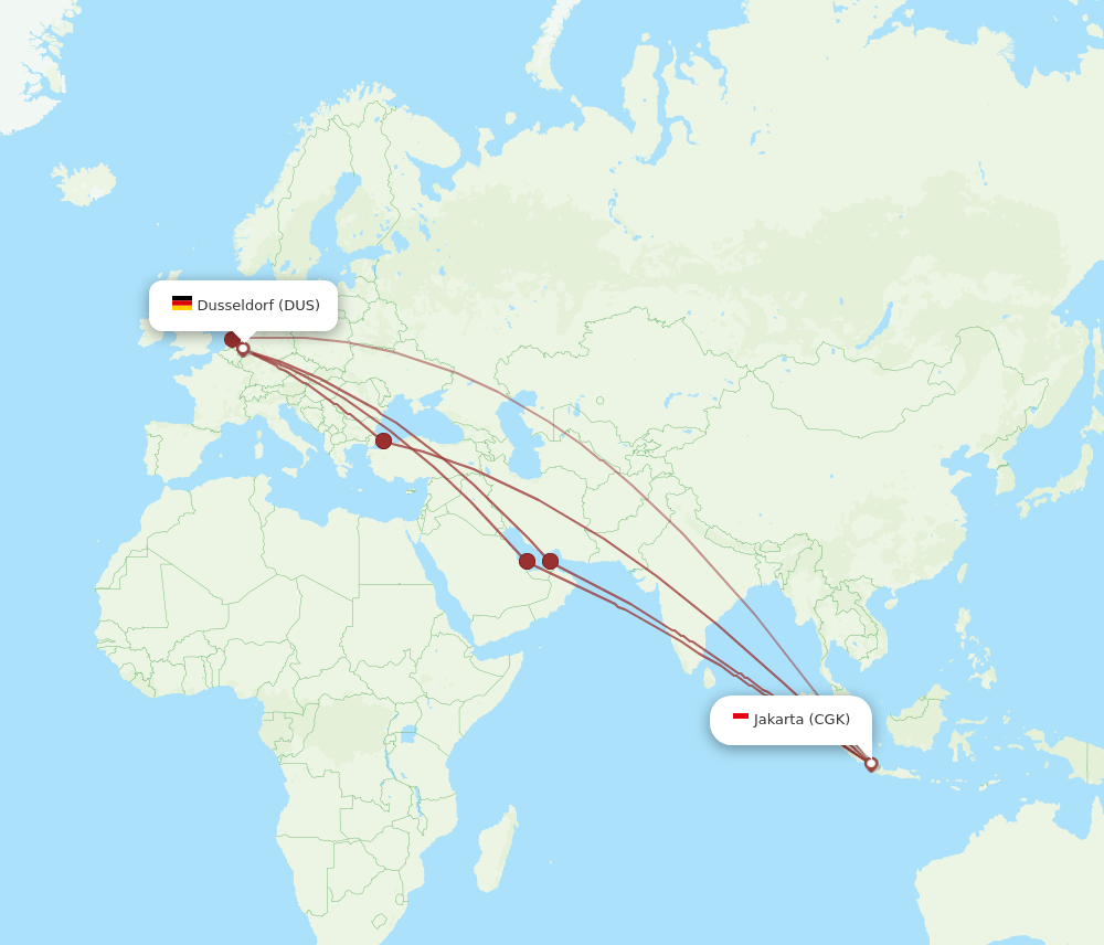 DUS-CGK flight routes