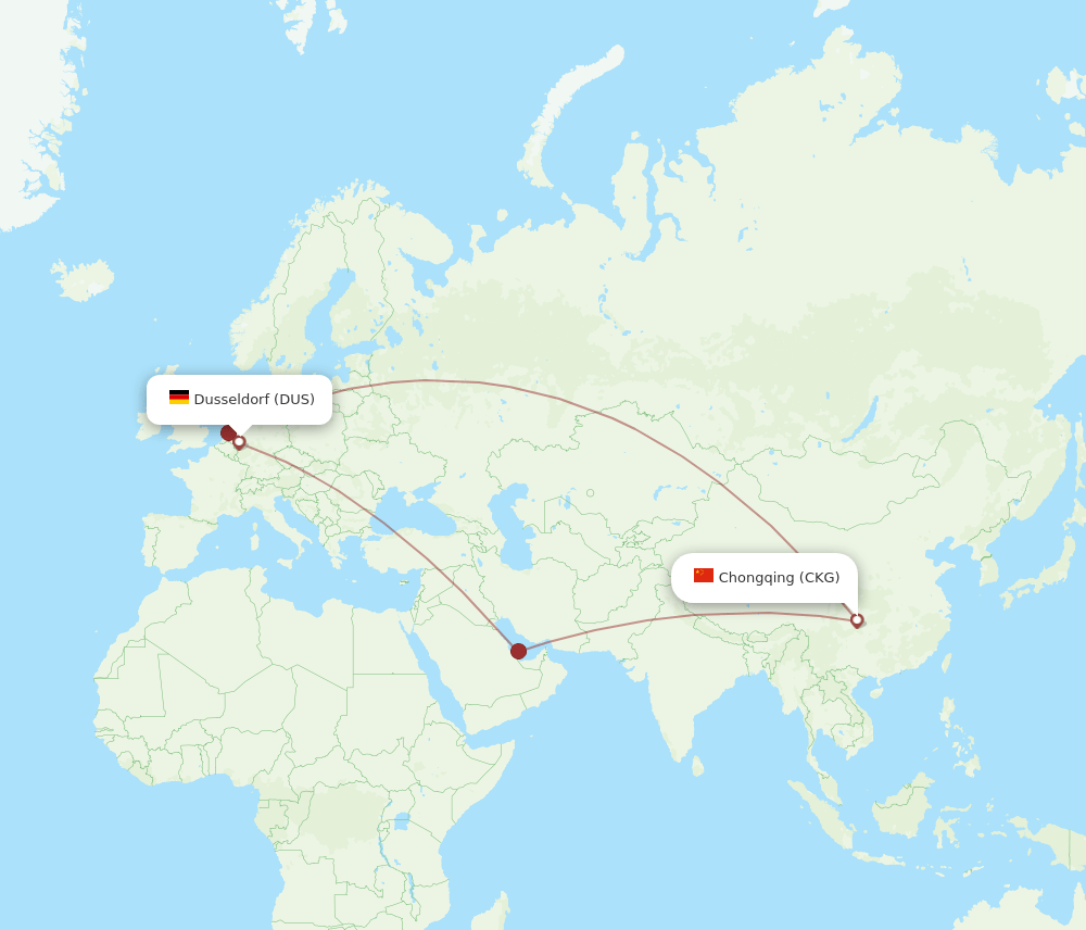 DUS-CKG flight routes