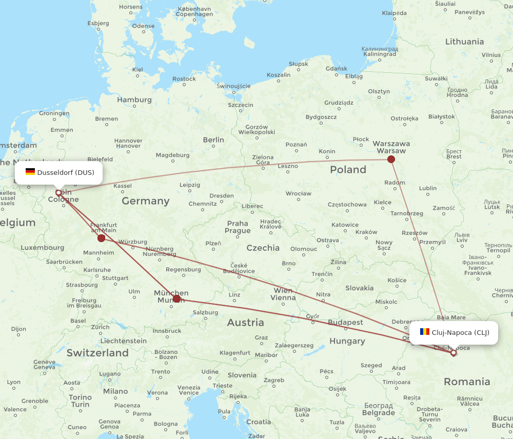 DUS-CLJ flight routes