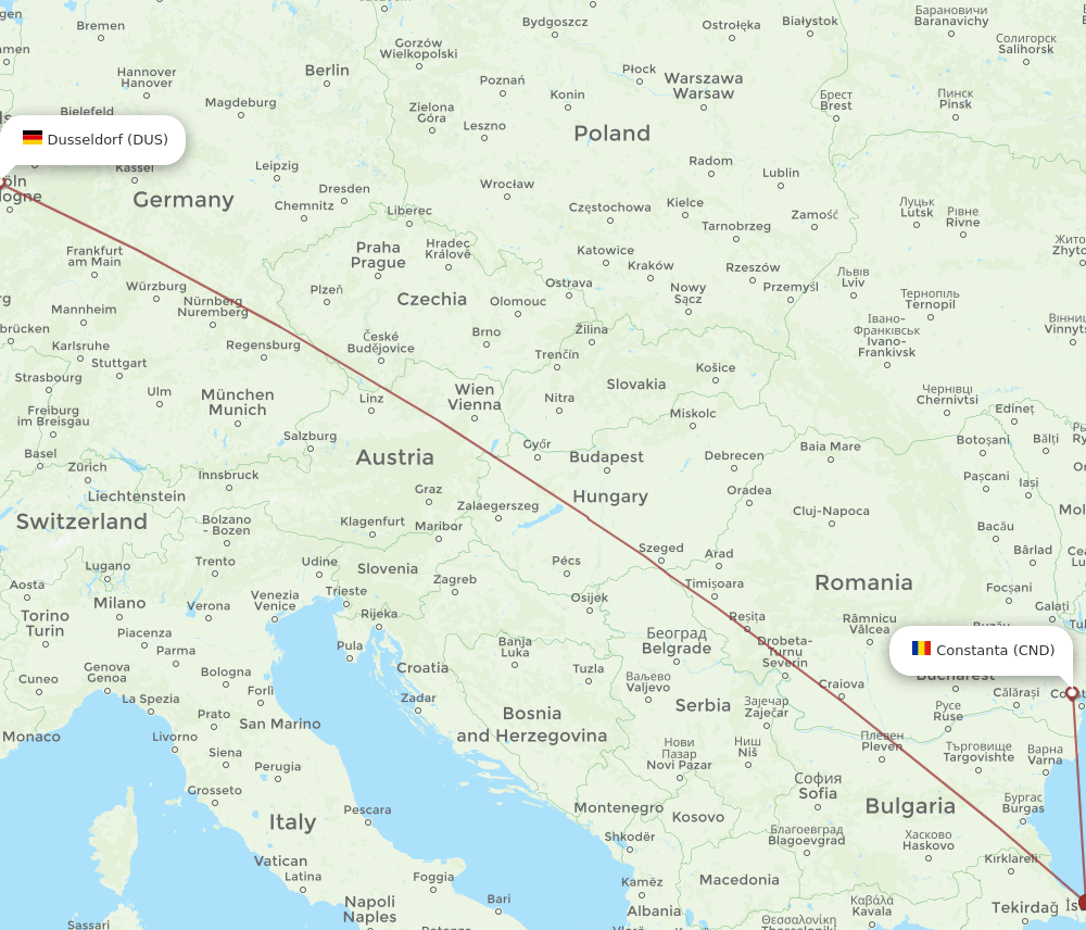 DUS-CND flight routes
