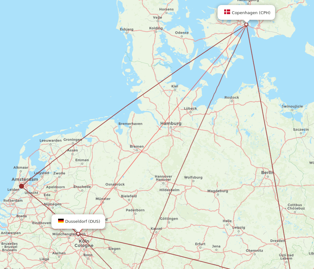 DUS-CPH flight routes