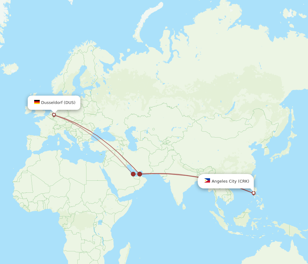 DUS-CRK flight routes
