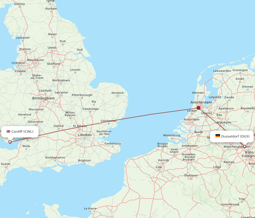 DUS-CWL flight routes