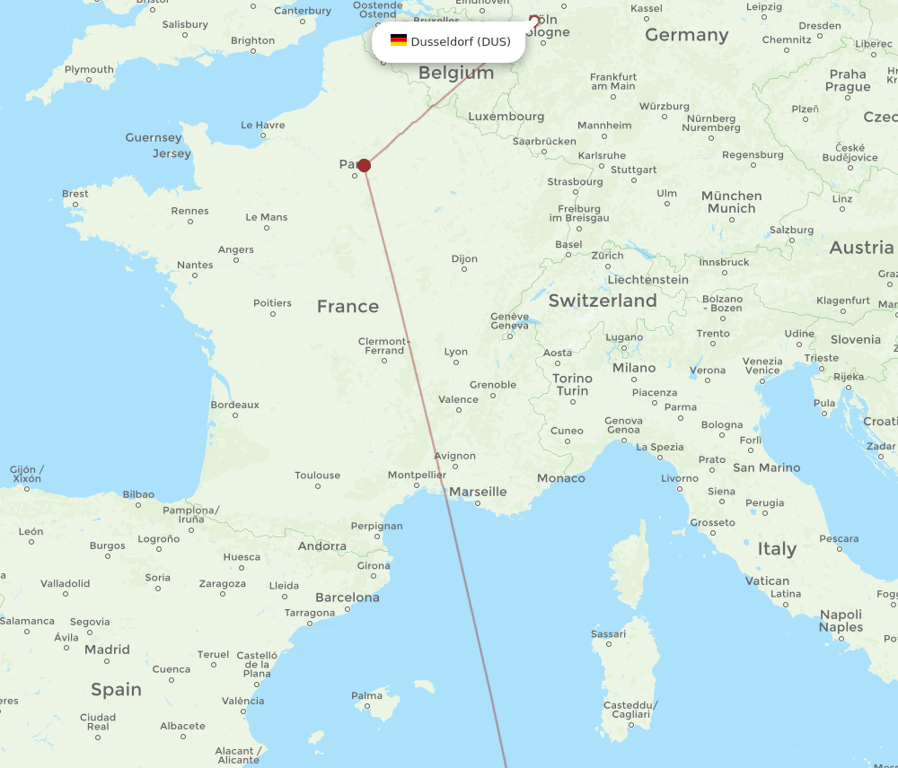 DUS-CZL flight routes