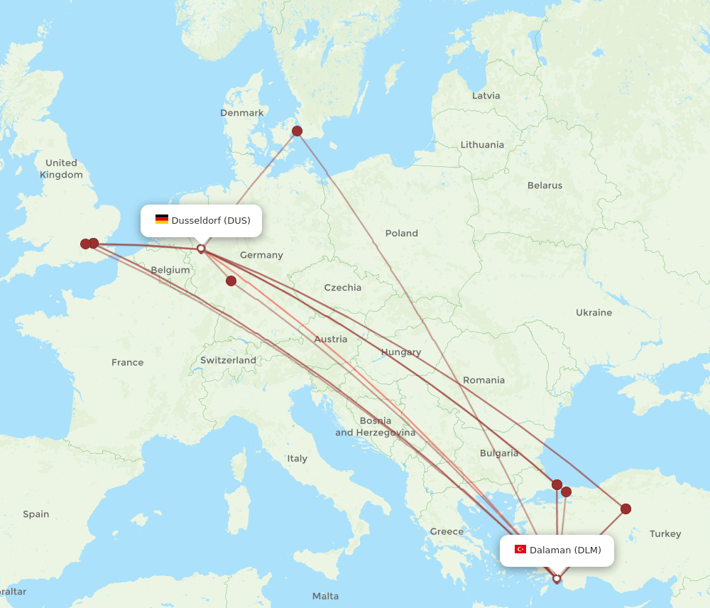 DUS-DLM flight routes