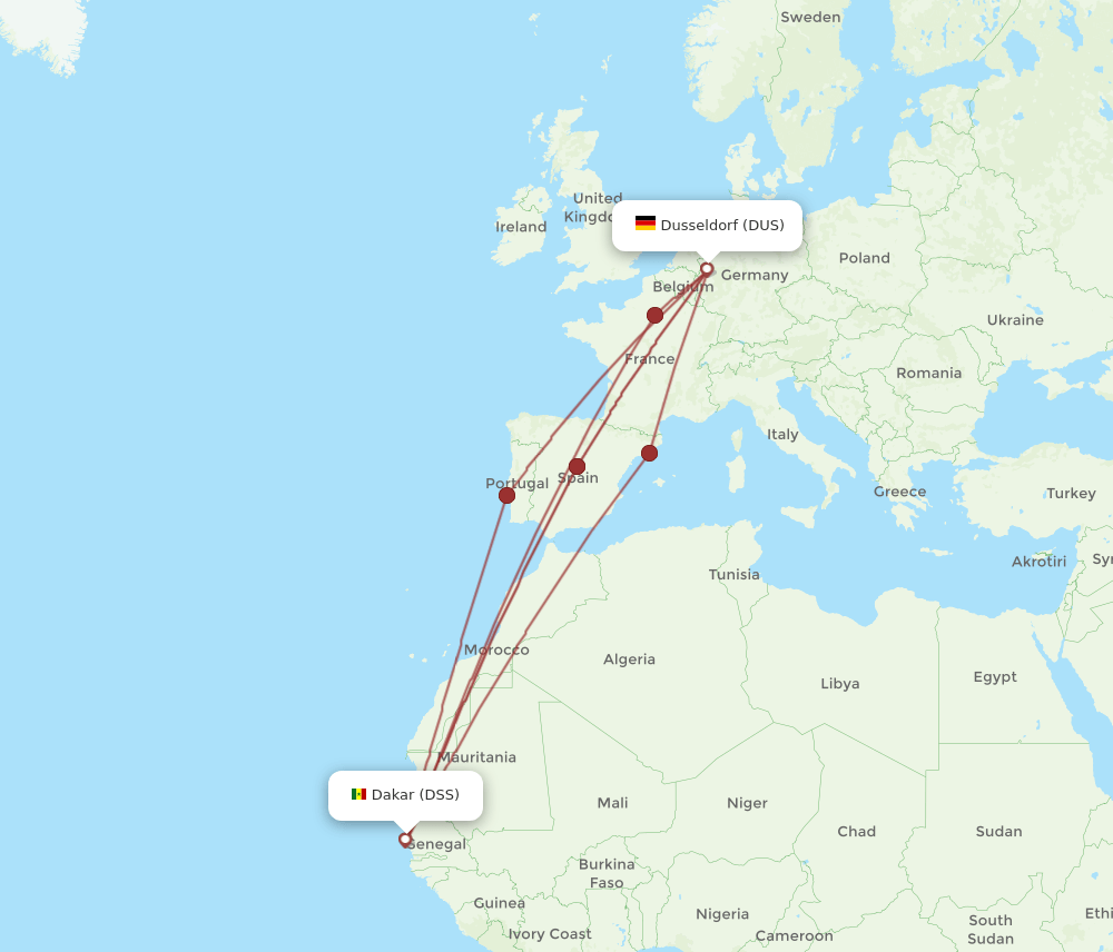 DUS-DSS flight routes