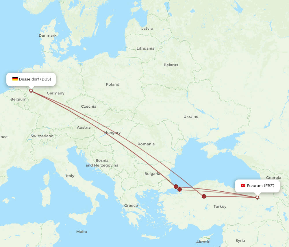 DUS-ERZ flight routes