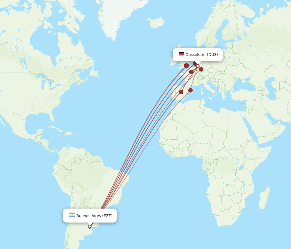 DUS-EZE flight routes