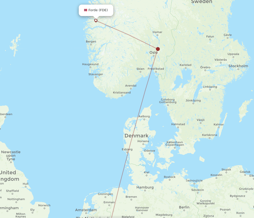 DUS to FDE flights and routes map