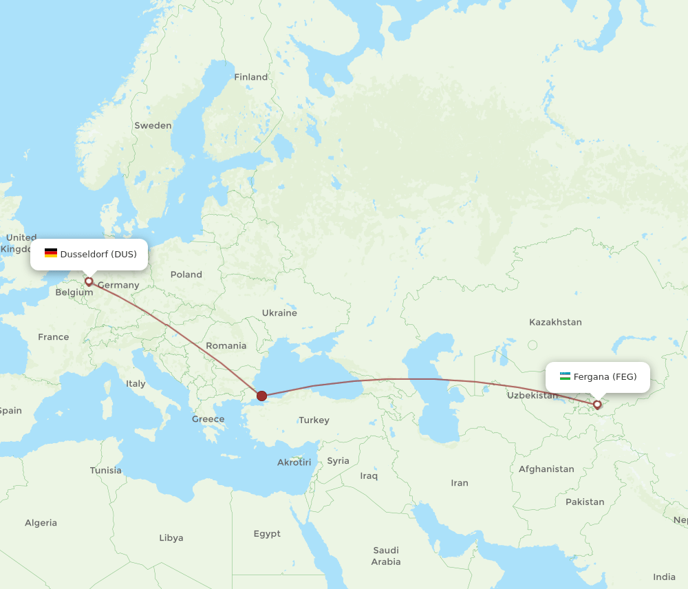 DUS-FEG flight routes
