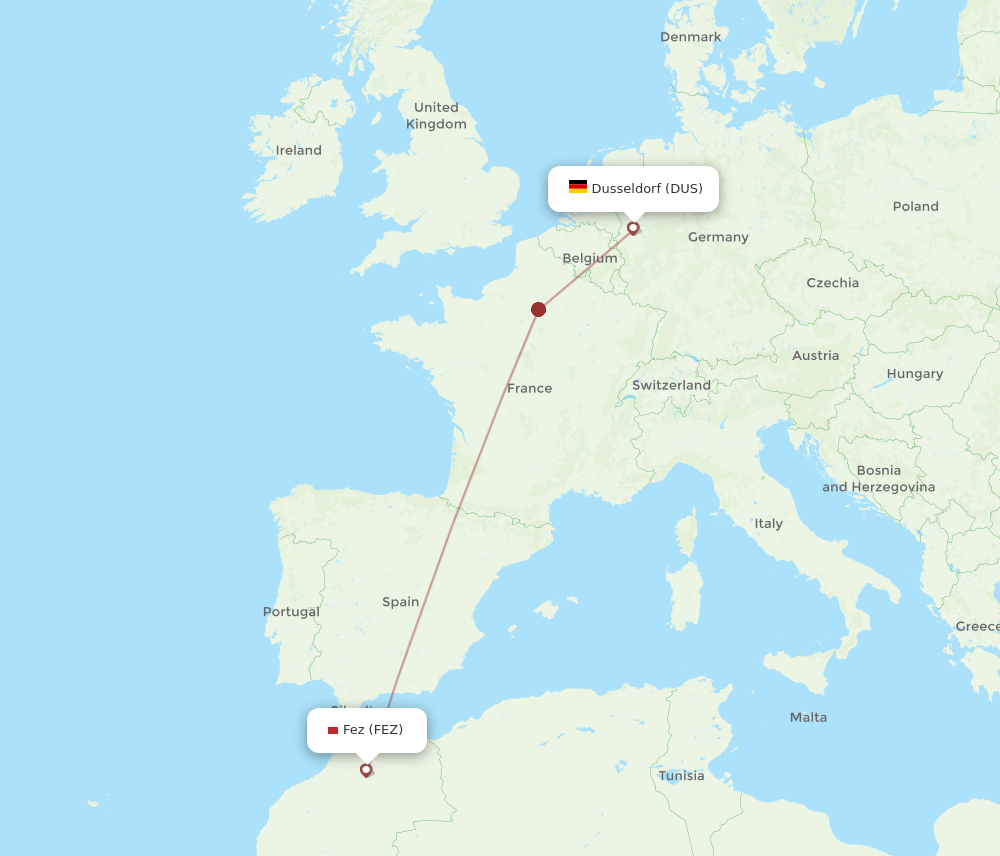 DUS-FEZ flight routes
