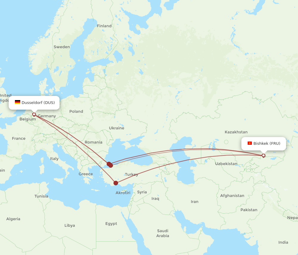 DUS-FRU flight routes
