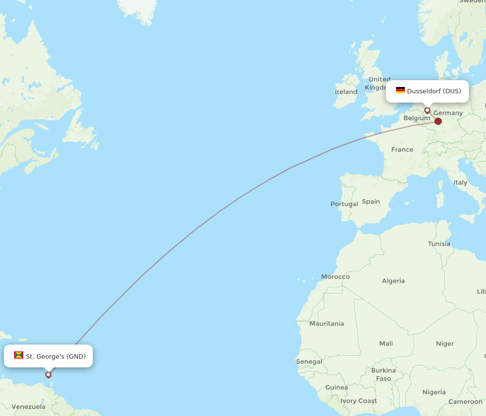 DUS-GND flight routes