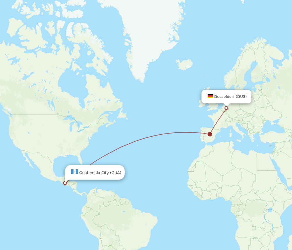 DUS-GUA flight routes