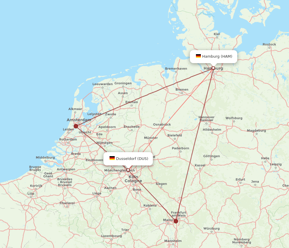 DUS-HAM flight routes