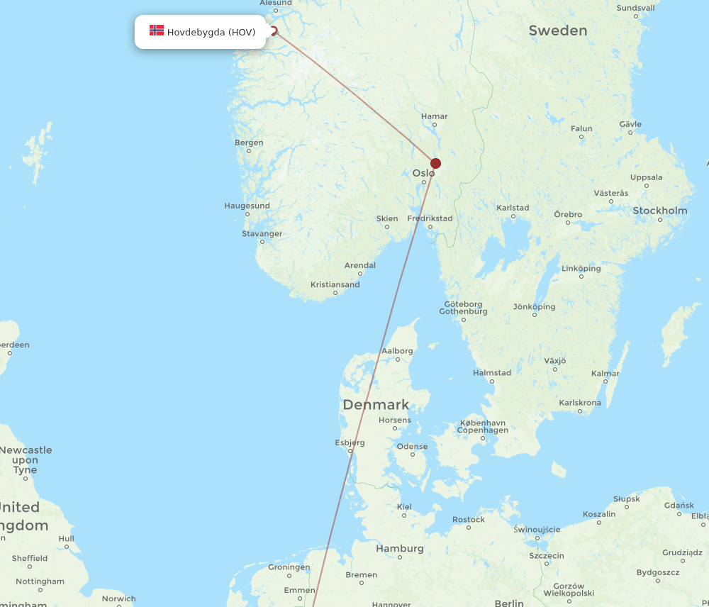 DUS-HOV flight routes