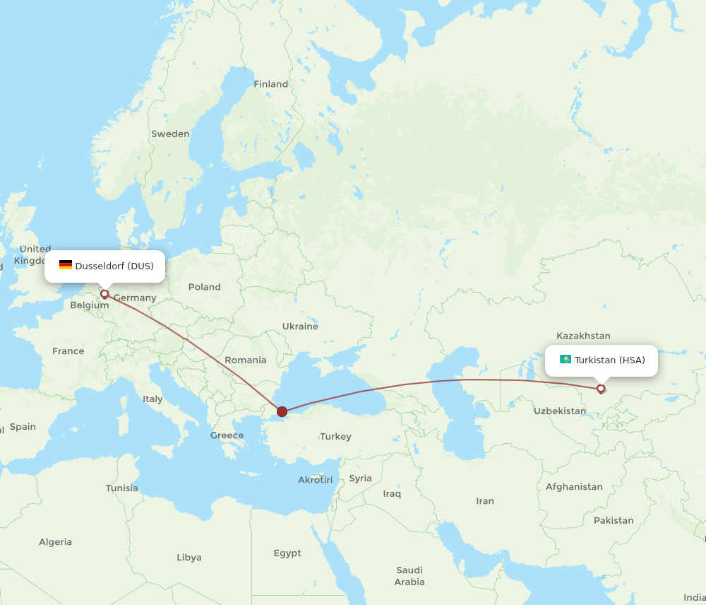 DUS-HSA flight routes
