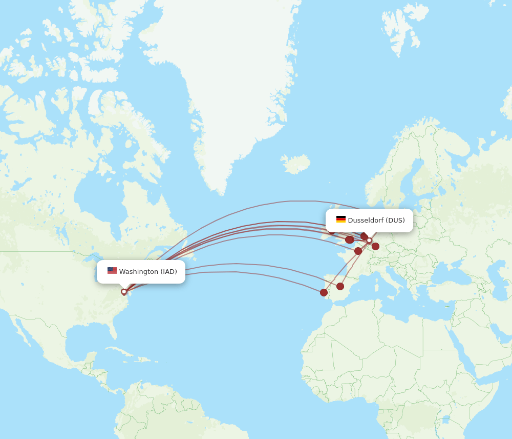 DUS-IAD flight routes