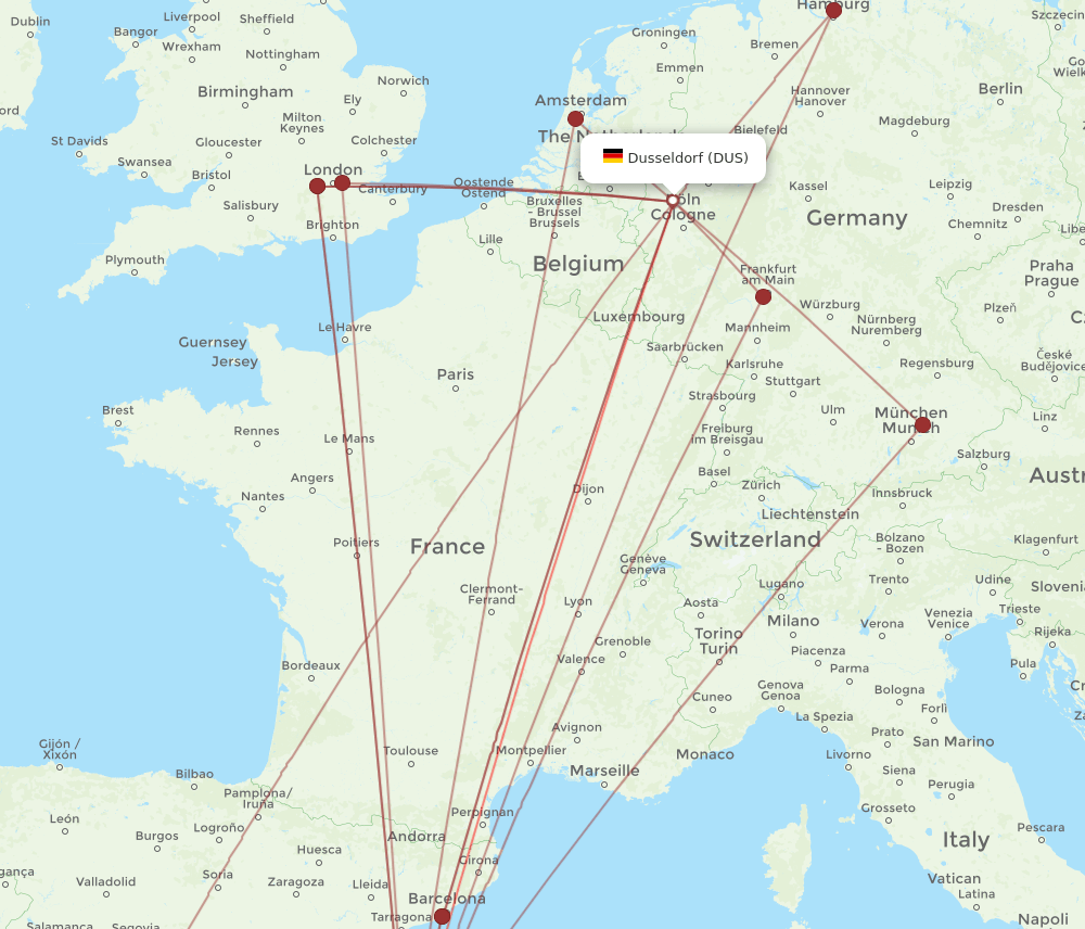 DUS to IBZ flights and routes map